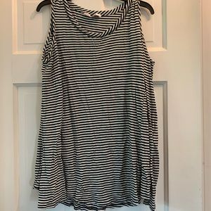Open Shoulder Long Sleeve Stripe Top Size L